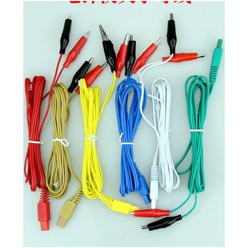 10pcs Tens Therapy clip clamp cable lead wires parts for Electric Acupuncture Stimulator Machine Ying Di KWD808-I 1.5M