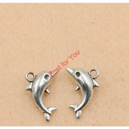 10pcs Dolphin Charms Antique Silver Plated Pendants Jewelry DIY Jewelry Making 18X12mm