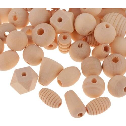 100 G Natural Wooden Beads Different Shapes Wooden Beads For Bracelet