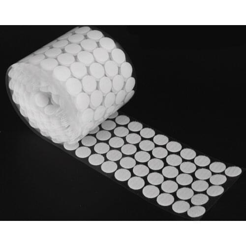 100 Pairs Round Self Adhesive Tape 10mm Hooks and Loops Fastener Self Adhesive Strong Glue Dots Sticker Nylon Tape