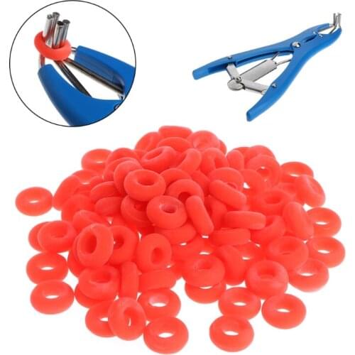 68UE 100 Pcs Castration Rubber Ring Pliers Accessories Elastic Reusable Tail Cutting