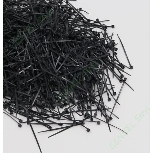 1000pcs /pack 60mm x 1.8mm Nylon Cable Tie Wire Strap Zip Ties Home Office Computer Tidy Self-Locking Black