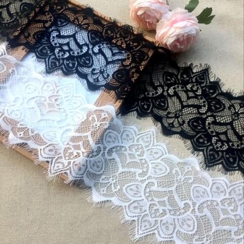 3meters /lot 18cm wide Eyelash Lace Fabric DIY Decorative High Quality Soft Off White Nylon Eyelash Lace Trim Wedding trim