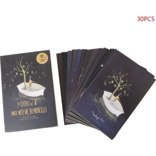 30pcs Vintage Luminous Postcard Glow In The Dark Forest Streamer Animal Greeting Post Card Novelty Xmas Greeting Cards Gift