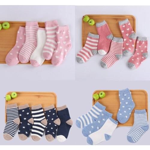 5 Pairs/Lot Childrens Cotton Socks Baby Newborn Socks Soft Boneless Stitched Socks Boys Girls Socks Kids Clothes