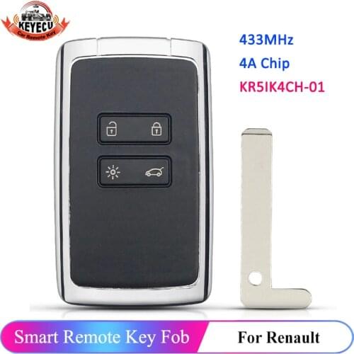 KEYECU Replacement Remote Key Fob 433MHz for Renault Espace 5, Megane 4, Talisman 2016-2019