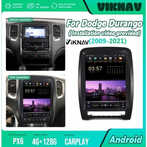 2din 4G 128G Android For Dodge durango Tesla style Vertical screen Car GPS Navigation Stereo Multimedia Player Radio Stereo GPS