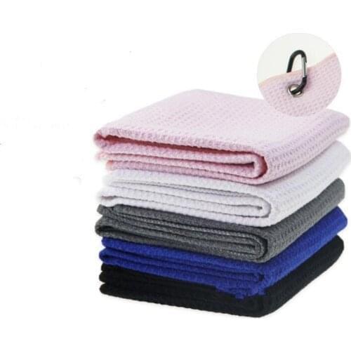 Free shipping 200pcs Microfiber Golf Towel 40x60cm With Hook Cleans Clubs Balls Hands Golf Towel 16" X 20"