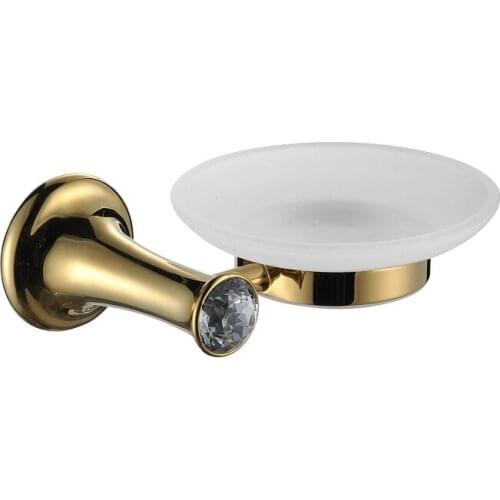 Free shipping gold finish Modern Luxurious Small crystal design soap dish holder