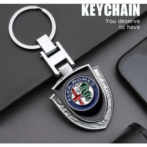 3D Metal Car Styling Keychain for Alfa Romeo 159 Giulietta 147 Mito Giulia 156 GT Stelvio Car Key Rings Decoration Accessories