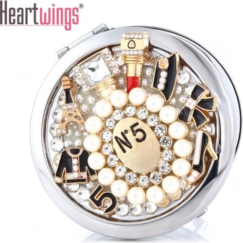 Engrave words free,bling rhinestone perfum Lipstick shoes,Mini Beauty pocket makeup compact mirror,Christmas gift party present