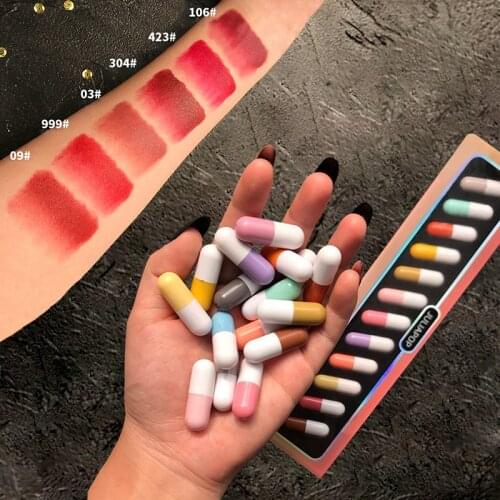 4/12 Colors Cute Mini Lipstick Set Matte Velvet Capsule Long Lasting Lipstick Cosmetic Gift Waterproof Easy Color Lipstick TSLM1