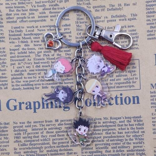 HUNTER×HUNTER Acrylic Tassels Classic Anime Cartoon Keychain For Bag Car Men Women Jewelry Key Ring Drop Shipping