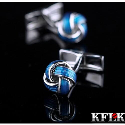 KFLK Jewelry shirt cufflinks for mens designer Brand High Quality Cuffs links Fashion Blue Luxury Buttons Wedding Free Shipping