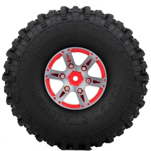 4PCS 1.9 Inch Rim Tyre Wheel & Tire Kits For 1/10 RC Crawler Axial SCX10 II 90046 90047 Red Metal Tire & Rubber Wheel 2020 New