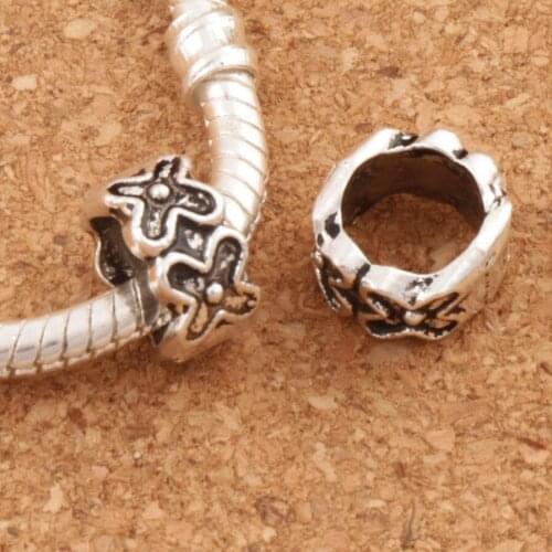 Dots Cross Flower Circle Spacer 10x10x5mm 80pcs Zinc Alloy Big Hole Beads Jewelry DIY L1366