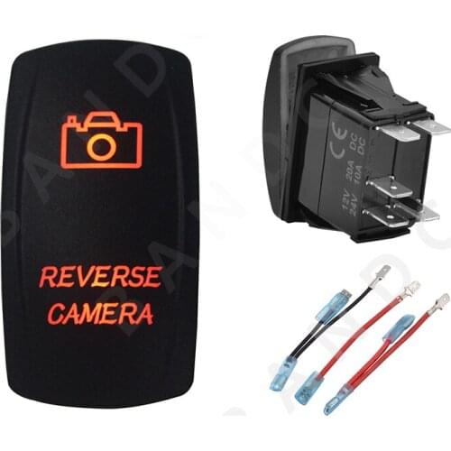 REVERSE CAMERA Rocker Switch 5P ON-OFF SPST Laser Etched Orange Illuminated Led for Car Boat Marine ARB Camper,Jumper Wire Set