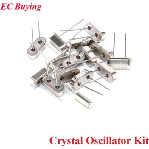 15pcs Crystal Oscillator Assortment Kit Mini Passive Resonator Quartz HC-49S For 11.0592M 12M 32.768K 16M 15 Values*1pcs