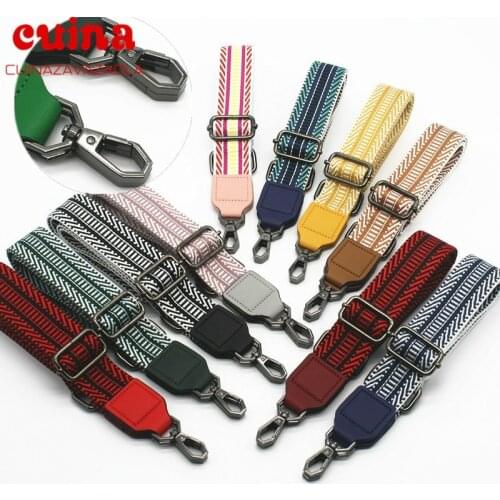 Fashion Nylon Colored Belt Bags Strap Accessories For Women Rainbow Adjustable Shoulder Hanger Handbag Straps Decorative Chain B