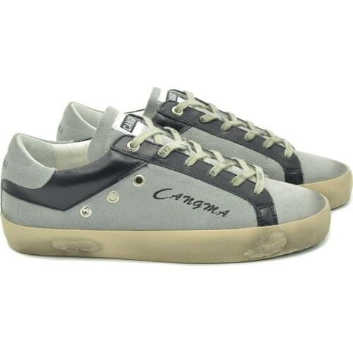 CANGMA Luxury Brand Designer Shoes Man Gray Cow Suede Sneakers Leisure Vintage Vulcanized Sneaker Male 2021