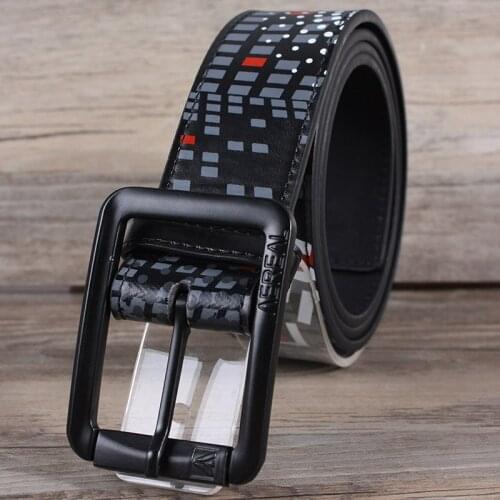 Hongmioo New Famous Designer Mens Leather Belts Luxury Leisure Pattern Leather Belt Faux Leather Alloy Buckle Waistband For Men