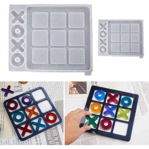 Tic Tac Toe Game Board and X O Silicone Molds Set Epoxy Resin DIY Art Craft Mold for Christmas NightA Art Crafts Tools
