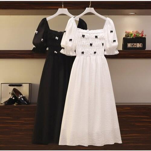 2021 Summer New Square Collar French Pleated Chiffon Slim Dress White Sweet Fairy Dress
