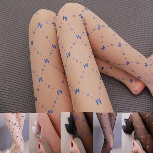 Sexy France Fashion New Designs Mozimer Brand MO Letter Tights Print Pantyhose Womens Lingerie Transparent Logo Stockings