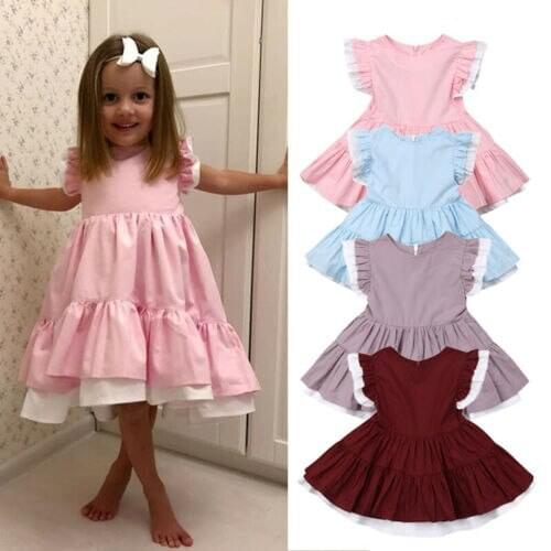 Girl Dress Kids Baby Girls Princess Party Pageant Gown Tutu Formal Layered Dress Sundress Clothes