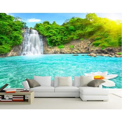 Custom landscape wallpaper, waterfall murals for the living room bedroom TV background wall waterproof papel de parede
