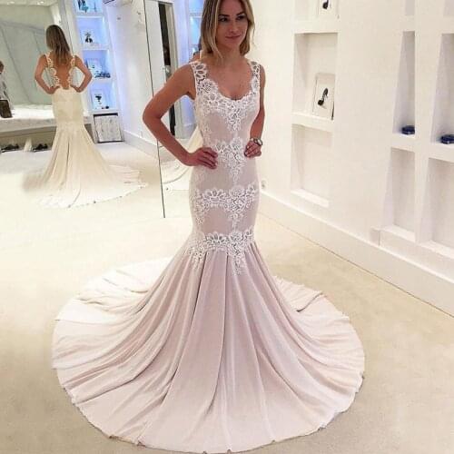 Sexy Lace Mermaid Wedding Dresses Sleeveless vestidos de noiva 2020 Plus Size robe de mariée Backless Simple Wedding Dress