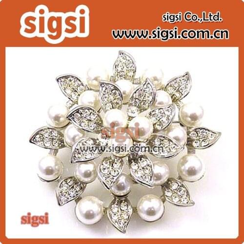 Silver Dual Purpose Pearl Brooch Bling Crystal Pashmina Clip Scarf Clip Rhinestone Garment Flower Brooch Pin