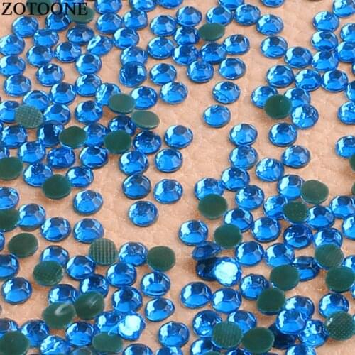 ZOTOONE Flatback Rhinestone Appliques For Dresses Diy Hotfix Blue Glass Rhinestones Strass Crystal Stone Weding Decoration E