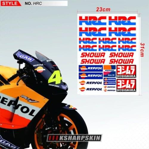 Motorcycle Body Sticker Reflective Waterproof helmet fuel tank tail box logo decals Kit set For Honda CBR HRC showa sign