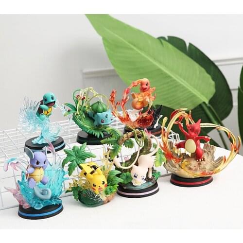 TAKARA TOMY pokemon figure Sprite model Desktop ornament Charmander Squirtle Pikachu Mew Birthday gift for children