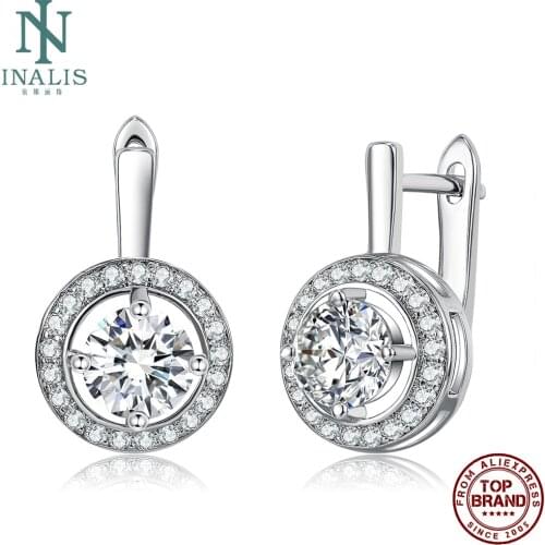 INALIS Color Round Stud Earrings For Women Full Of Love Romantic Girls Copper Earring Anniversary Fashion Jewelry New Arrival