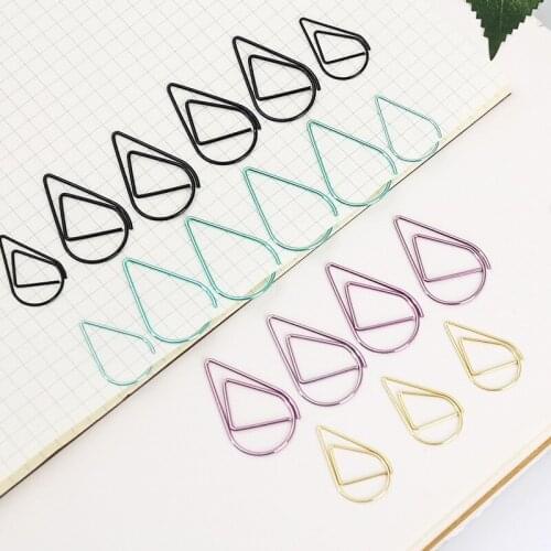 10pcs/pack Multi Color Water Drop-Shaped Metal Binder Clips Paper Clips Clamps 1.5*2.5cm