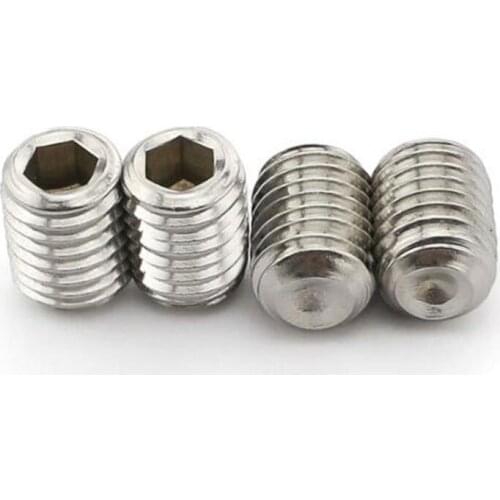 20Pcs DIN916 M6 304 Stainless Steel Metric Thread Grub Screws Flat Point Hexagon Socket Set Screws Headless