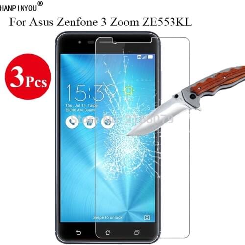 3 Pcs/Lot New 9H 2.5D Tempered Glass Screen Protector For Asus Zenfone 3 Zoom ZE553KL 5.5" Protective Film + Clean Tools