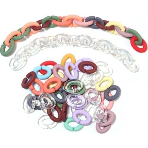 50pcs Ins Retro Rainbow Buckle Acrylic Long Chain Beads For Men Women Curb Cuban Link Jewelry Making DIY Bracelet Necklace