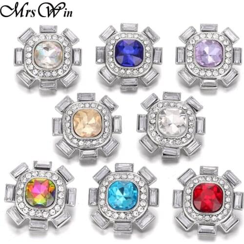 6pcs/lot Newest Snap Jewelry 18mm Snap Buttons High Quality Rhinestone Flower Snap Button Fit Women Leather Snap Bracelet