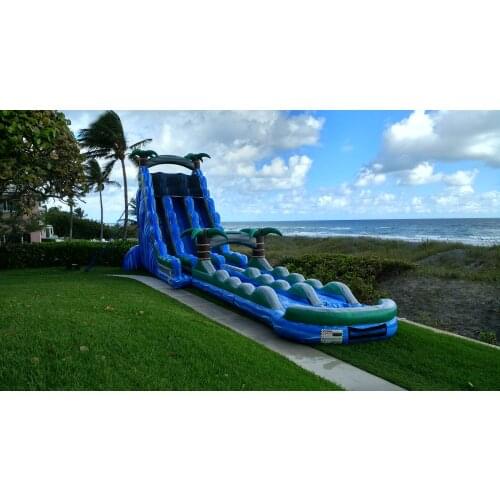 Free sea ship to port, commercial big inflatable water slide, volcano jungle inflatable slide and slip beach bouncy slide