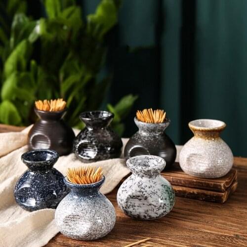 Japanese-style toothpick holder restaurant commercial retro ceramic tooth storage bottle Italian household toothpick bucket