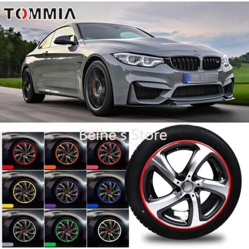 For BMW M4 Car Wheel Hub Rim Edge Protector Ring Tire Strip Guard Rubber Sticker Bumper Decals 8M