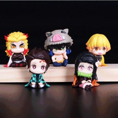 6pcs/set Anime Demon Slayer Action Figure Toys Tanjiro Nidouzi Inosuke Zenizu Model Dolls Kawaii Room Decoration Childrens Toys