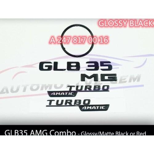 GLB35 for AMG TURBO 4MATIC Rear Star Emblem Black Letter Badge Set for Mercedes X247 A 247 817 00 16