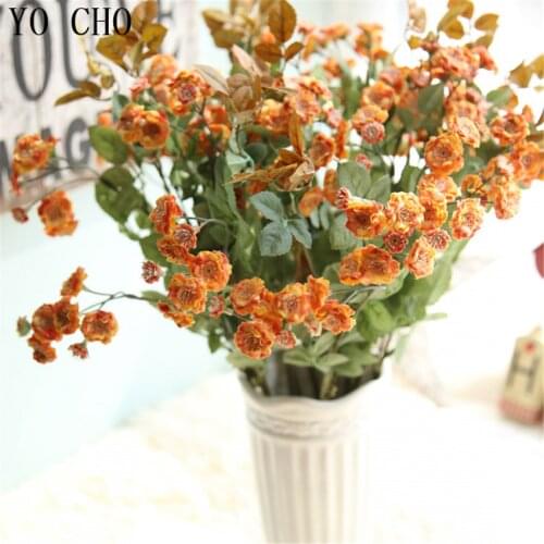 YO CHO Artificial Lilac Flowers 10 Heads 4 Buds Fake Flowers Long Branch DIY Wedding Stage Backdrop Decoration White Faux Flower