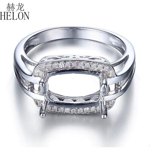 HELON 7x10mm Cushion Cut 925 Sterling Silver Natural Diamonds Women Fine Jewelry Semi Mount Wedding Engagement Ring Setting