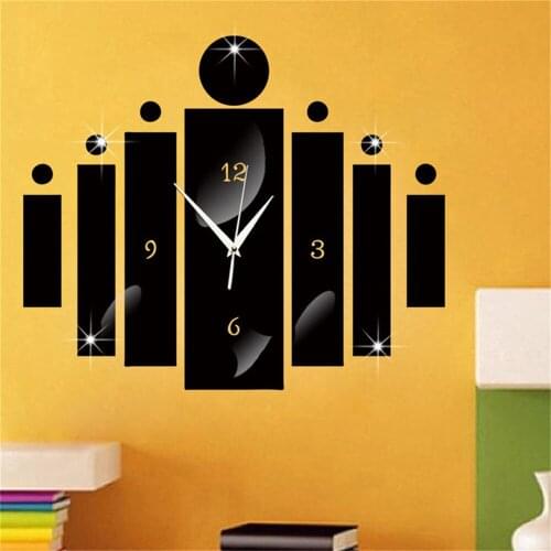 DIY creative home decoration rectangular clock mirror wall sticker living room quiet mirror wall clock wall sticker
