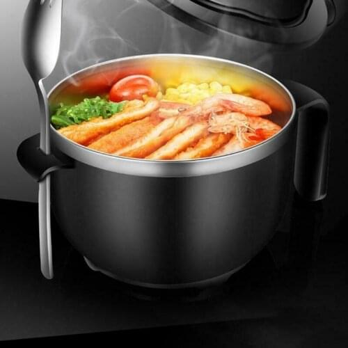 Round Instant Noodle Bowl With Lid And Handles Stainless Steel Bowl Large Capacity Kitchen Noodle Bowl